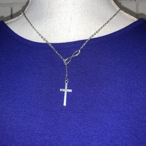 Cross and infinity silver-plated necklace